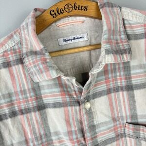Tommy Bahama Corduroy Shirt Mens XL Plaid Reverse Print Long Sleeve Button Up‎
